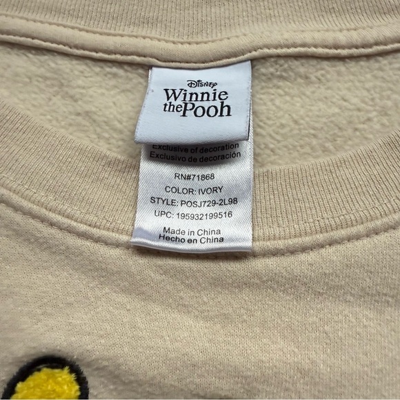 Disney Winnie the Pooh Cream Sweatshirt, Size L - Picture 6 of 7